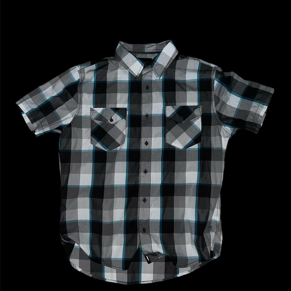Vintage Tony Hawk Button Up Grey and white checkered shirt